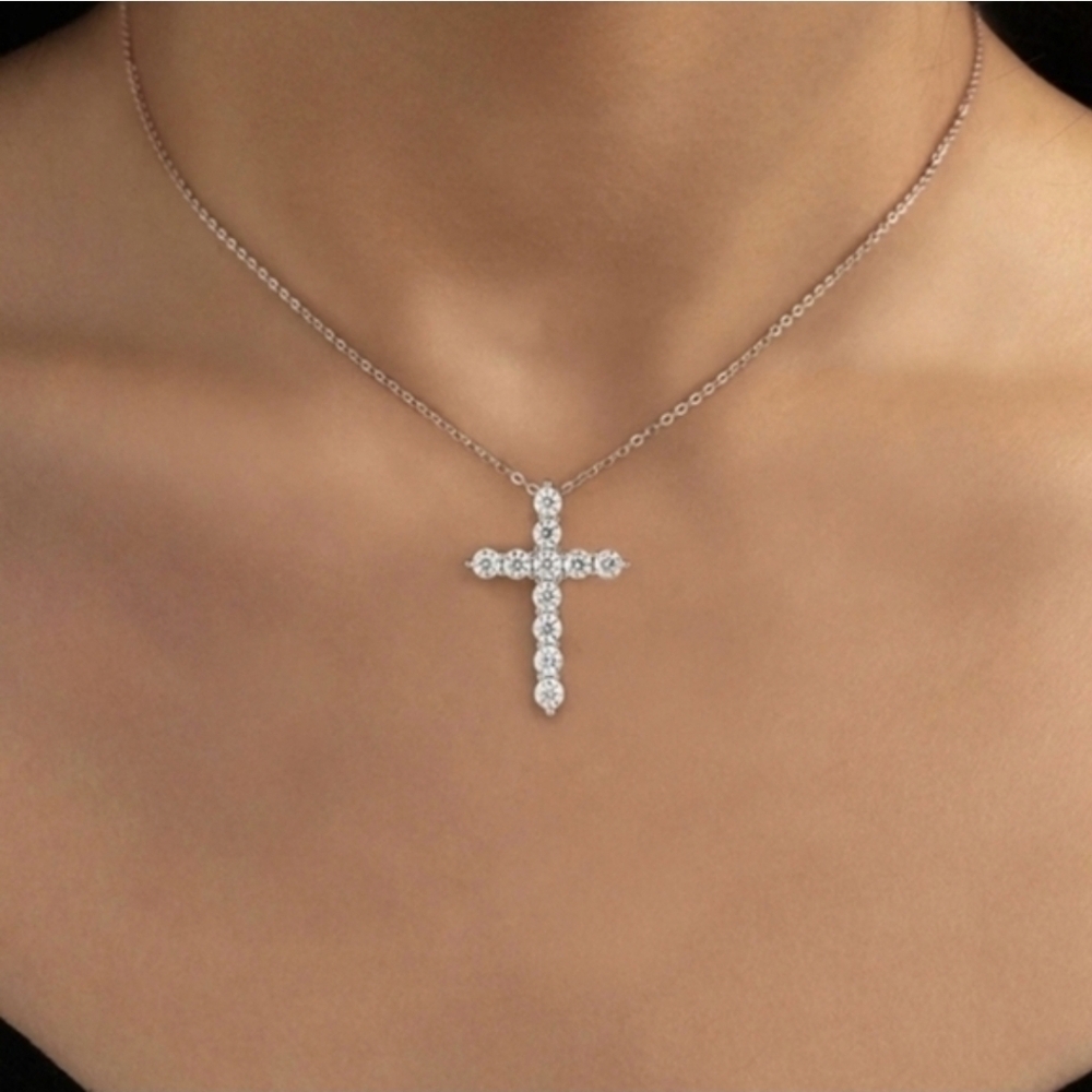 GRA Certified 1.1 CTW Moissanite Cross is 3MM & comes with Chain